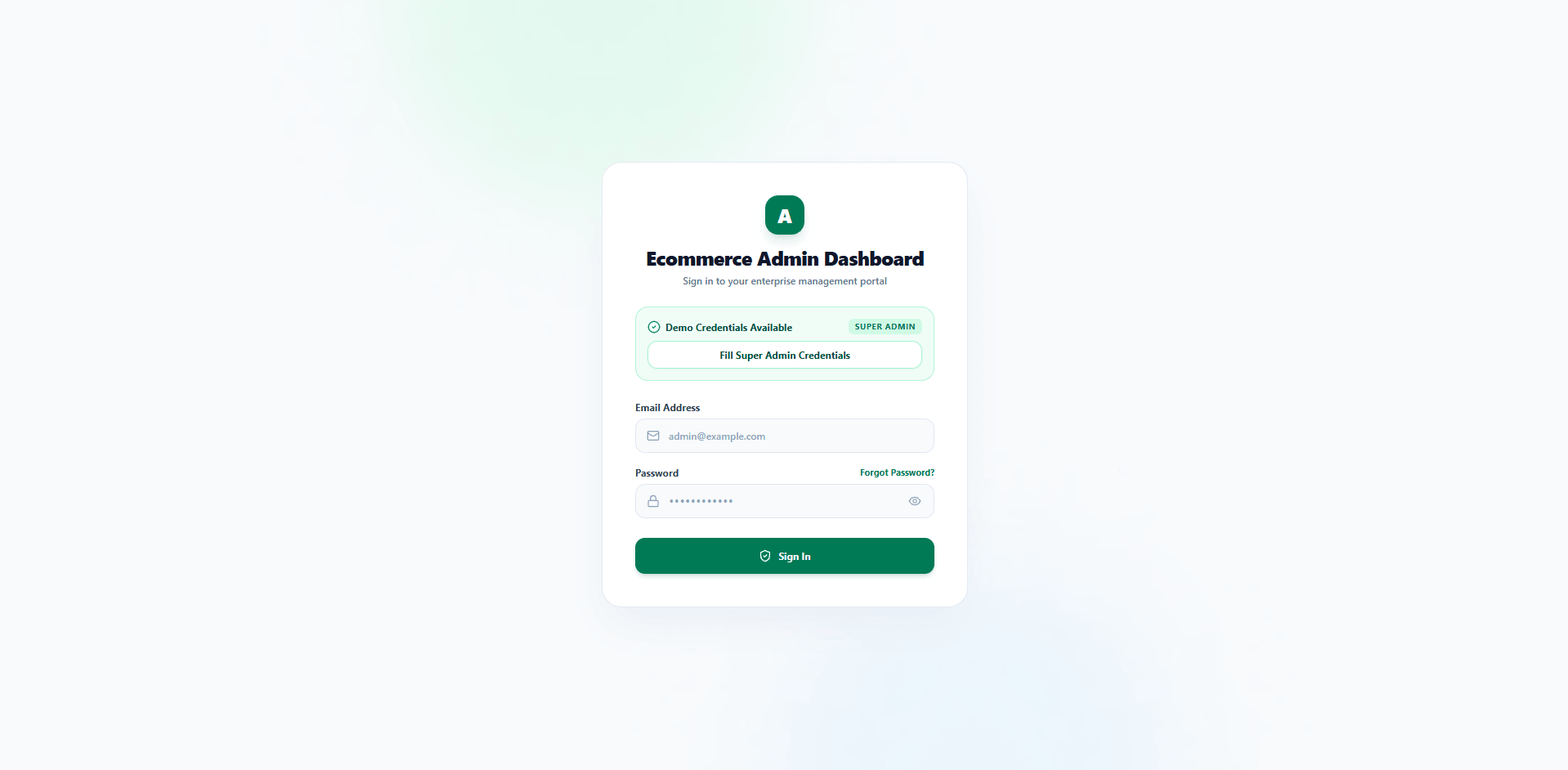 Enterprise Ecommerce Admin Dashboard